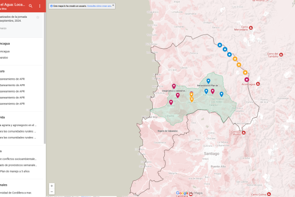 Mapa de iniciativas de adaptación en Aconcagua